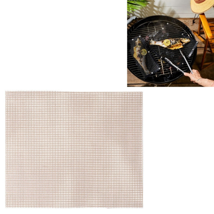 Non-stick grill grid mat with fine square mesh, light brown tan