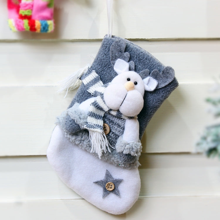 Christmas Decorations Thick Flannel Christmas Socks Gift Bag, Elderly, Snowman, Elk
