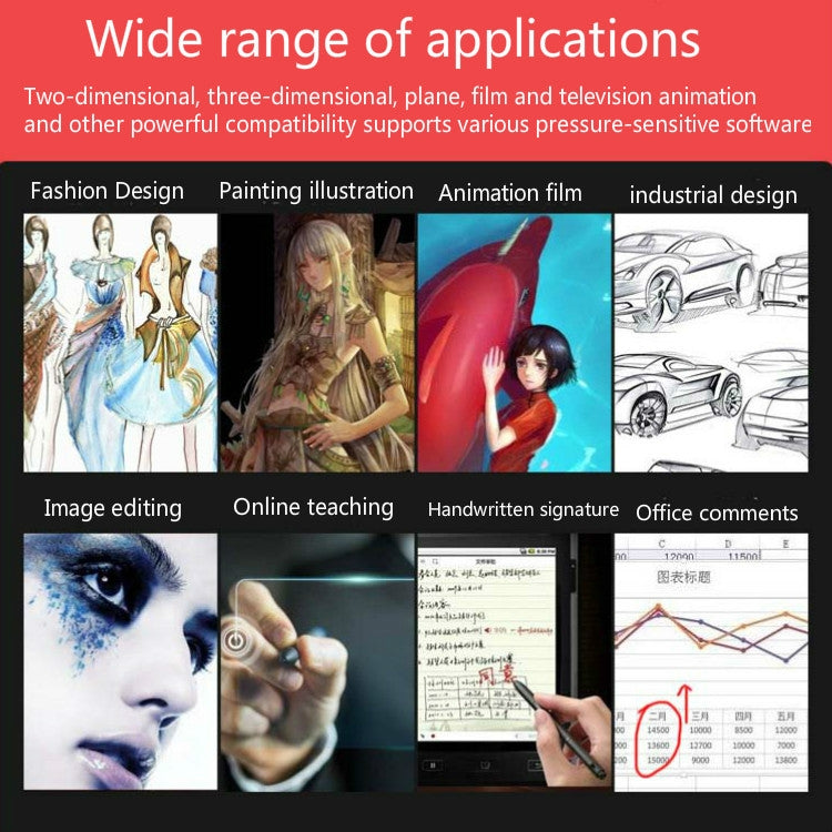 Pressure-sensitive digital drawing tablet wide range of application thumbnails