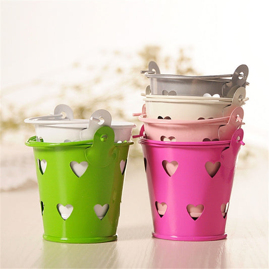 Heart Hollow Round Pen Holder Decoration Adorable Mini Desktop Storage Bucket Iron Pencil Holder Stand