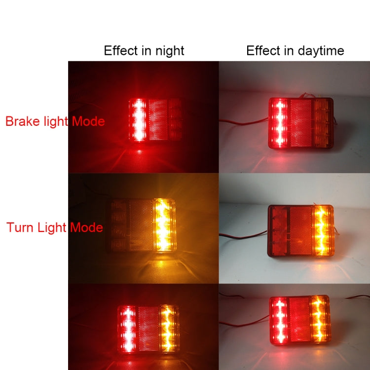 LED brake and turn light modes showing red and amber illumination, day and night