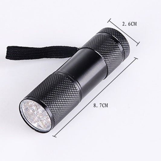 9 LEDs 395NM Mini UV Flashlight Fluorescent Agent Detection Pen Security Light