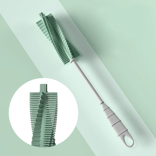 Silicone Baby Bottle Long Handle Cup Cleaning Brush 360 Degree Rotating Bottle Brush, Green, Pink, Light Blue
