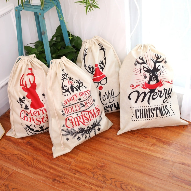 Large Printed Linen Backpack Christmas Gift Bag Candy Bag, A Type, B Type, C Type, D Type