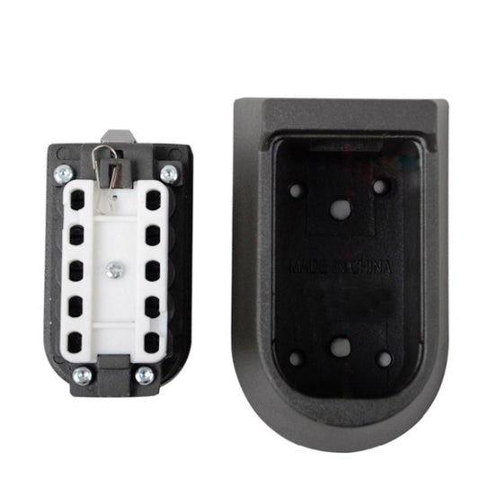 Wall-mounted key lock box with open back housing and screw-mounting holes