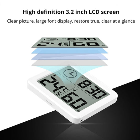 Multifunction Automatic Electronic Temperature and Humidity Monitor Clock with 3.2 inch Large LCD Screen, Automatic Monitor