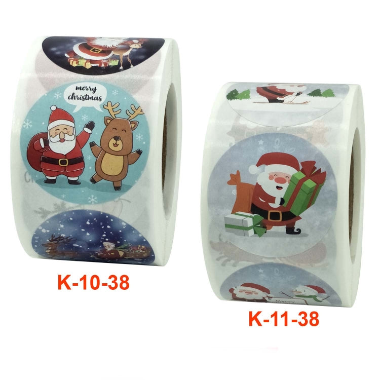 2 rolls of Christmas Santa and reindeer label stickers, K-10-38 and K-11-38