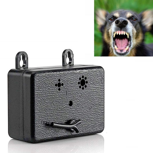 Ultrasonic dog bark stopper with paw-print speaker face and top mounting clips
