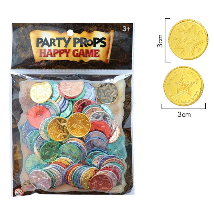 Sealed bag of seven-color lucky coin tokens, 100 pcs, 3 cm coin size