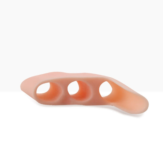 Three-hole thumb separator pad, translucent orange with three toe openings