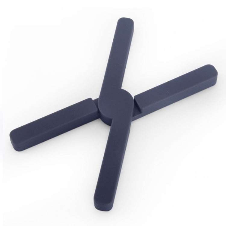Dark navy X-shaped silicone foldable pot mat heat-insulation coaster