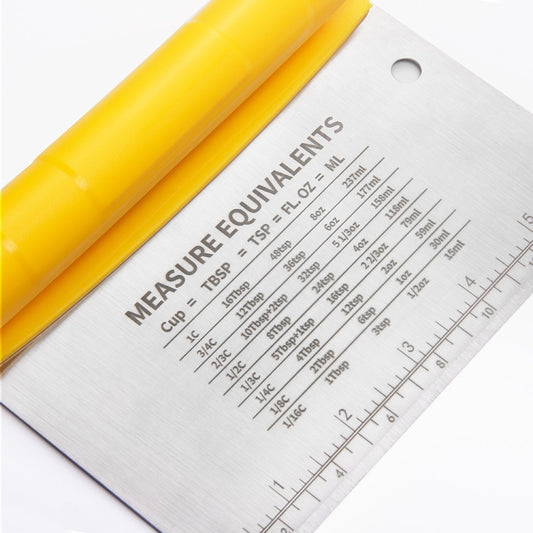 Stainless Steel Dough Cutter Scraper With Scale Cutter Baking Tools, 2 PCS Noodle Cutter (Yellow)