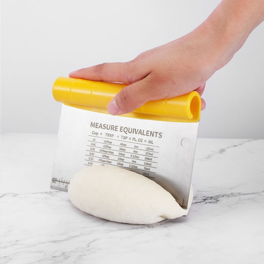 Stainless Steel Dough Cutter Scraper With Scale Cutter Baking Tools, 2 PCS Noodle Cutter (Yellow)
