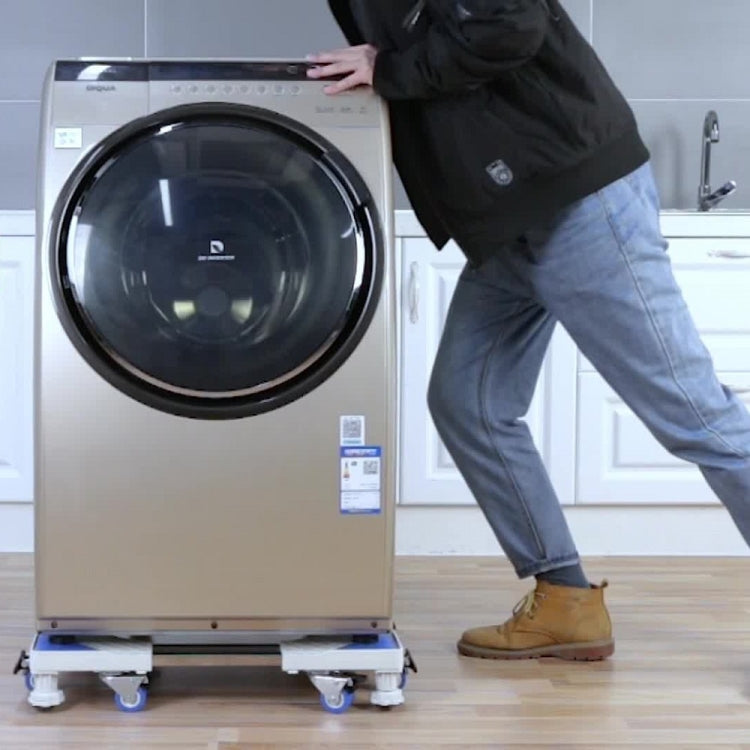 Adjustable washing machine base bracket with caster wheels for easy moving