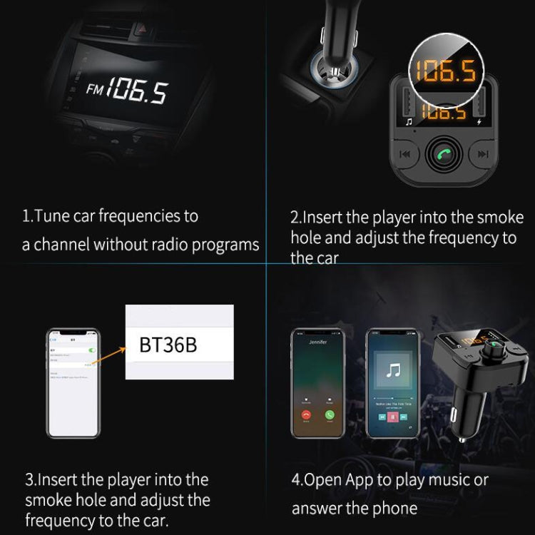Car Bluetooth FM transmitter music player with digital display and control buttons