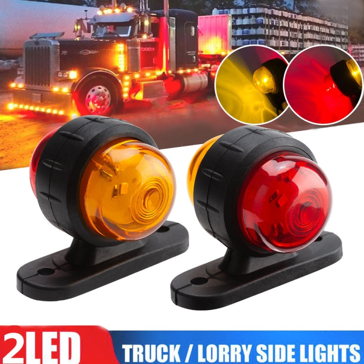 Pair of truck side marker lights with black bases and amber/red glowing lenses