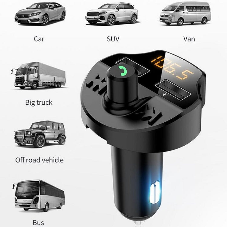 Black car cigarette-lighter Bluetooth charger with USB port and blue LED indicator
