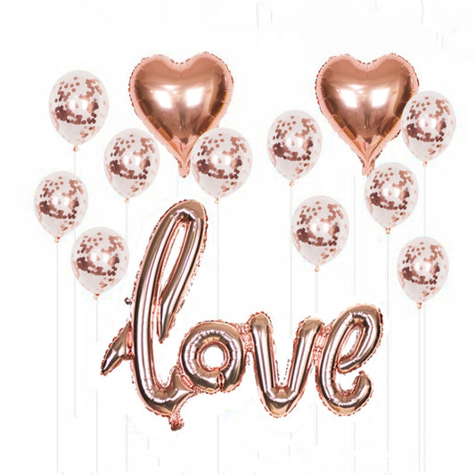 1 Set LOVE Aluminum Foil Balloon Decoration Set Wedding Wedding Wedding Venue Layout Balloons, Style:LOVE + 2 Heart Shape + 5 Sequins 5 Latex, LOVE + 2 Heart Shape + 10 Latex, LOVE + 2 Heart Shape + 10 Sequins, LOVE + 2 Heart Shape + 5 Sequins 5 Latex