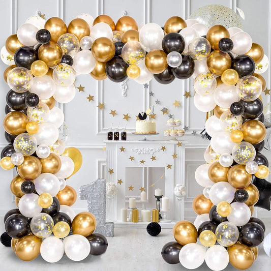 Classic Black Gold Latex Balloon Set Birthday Party Balloon Chain Room Decoration Set, Classic Black Gold Latex Balloon Set