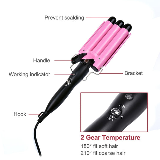 20-32m Automatic Ceramic Perm Splint Hair Curler 3 Barrels Big Wave Hair Curling Iron Tools, 20mm, 22mm, 25mm, 28mm, 32mm