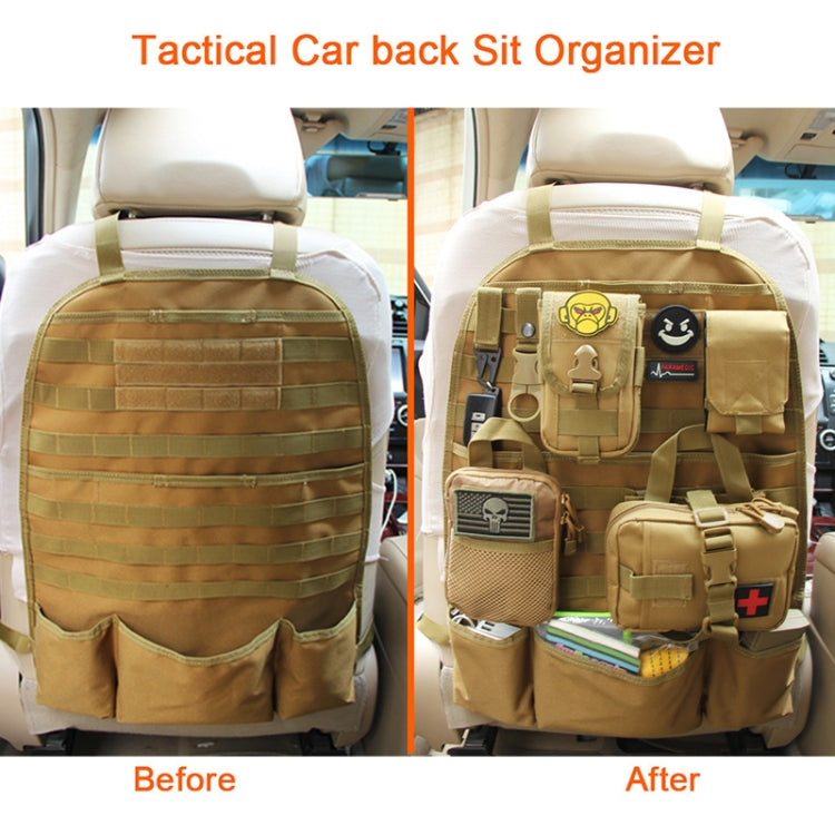 Sand car seat back storage hanging bag mounted on a car seat back with organizer pockets