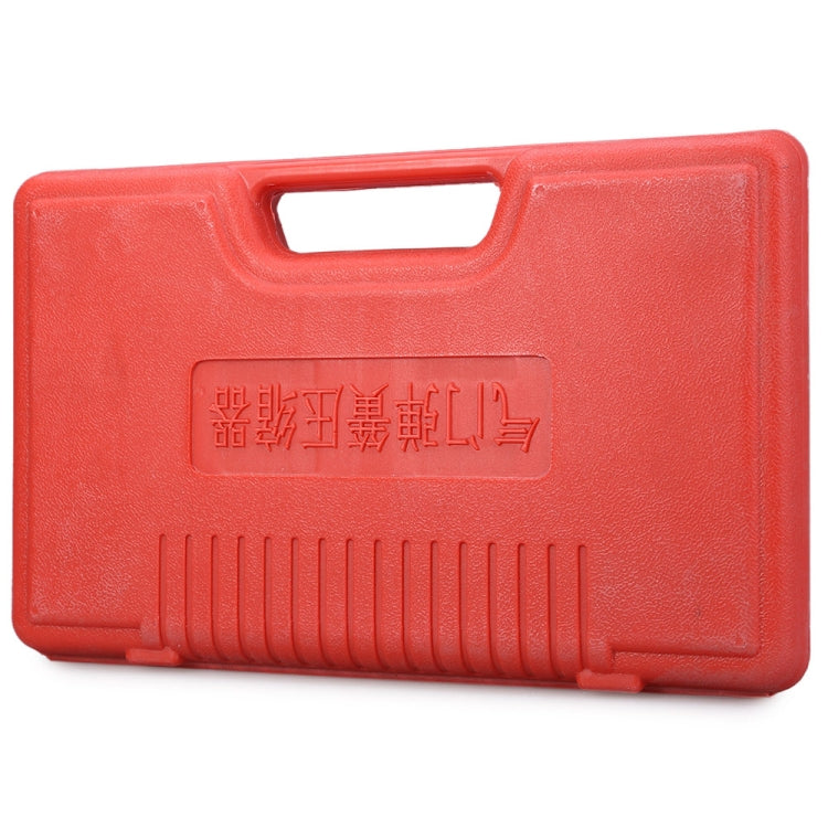 Red plastic tool case for valve clamp spring compressor set