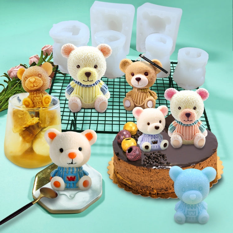 Multiple white animal cartoon silicone molds shaped like bears and a bunny