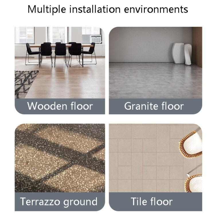 Four indoor floor surfaces shown for abdominal crunch assist device use