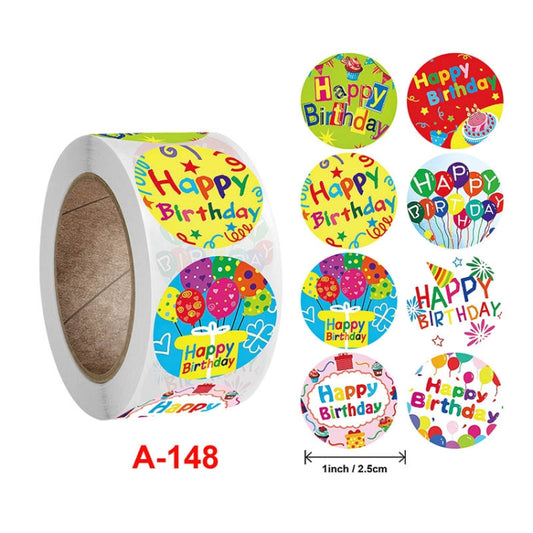 A-148 10 PCS Round Sticker Happy Birthday Label Holiday Gift Sealing Sticker, Size: 2.5cm / 1 inch, A-148 Sticker