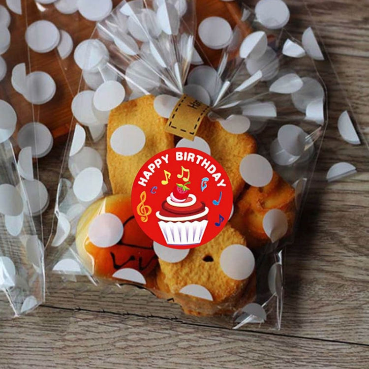 Happy birthday cupcake sticker label on packaged treat