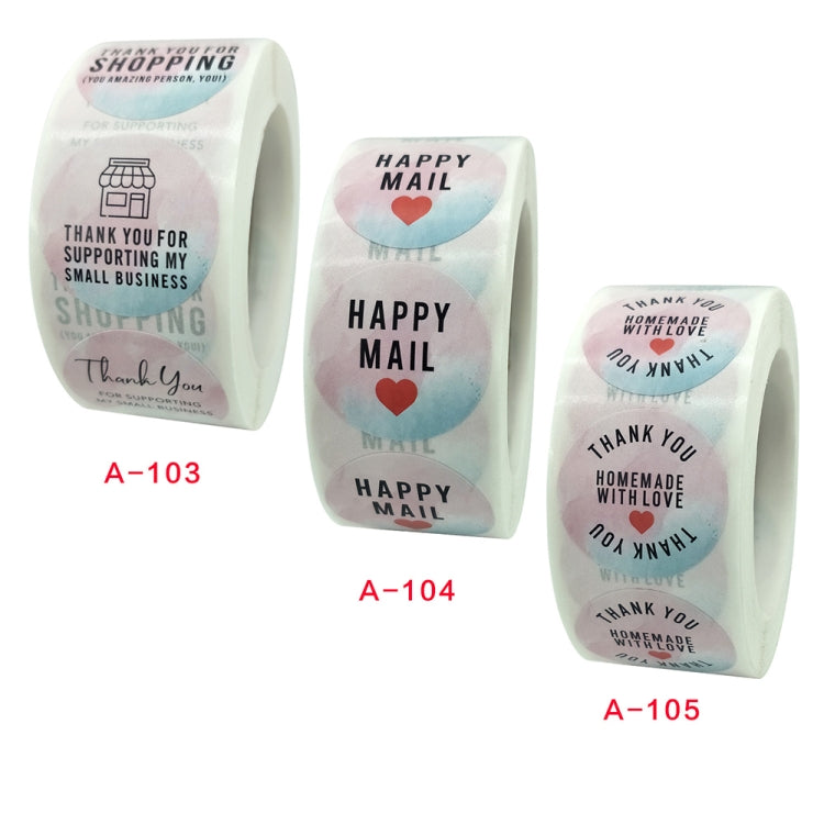 Three sealing sticker designs labeled A-103, A-104, A-105