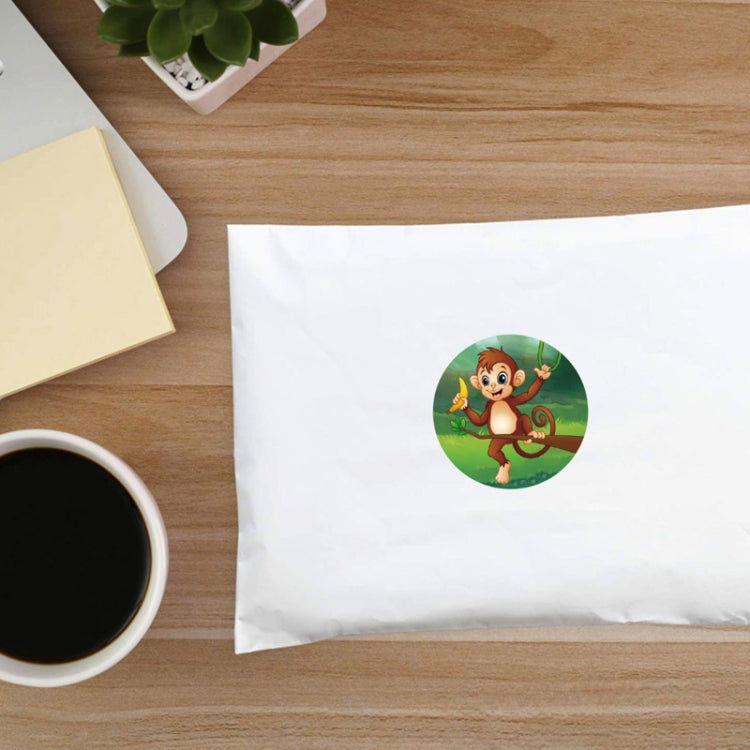 Children's animal cartoon round sticker with jungle monkey on an envelope flap