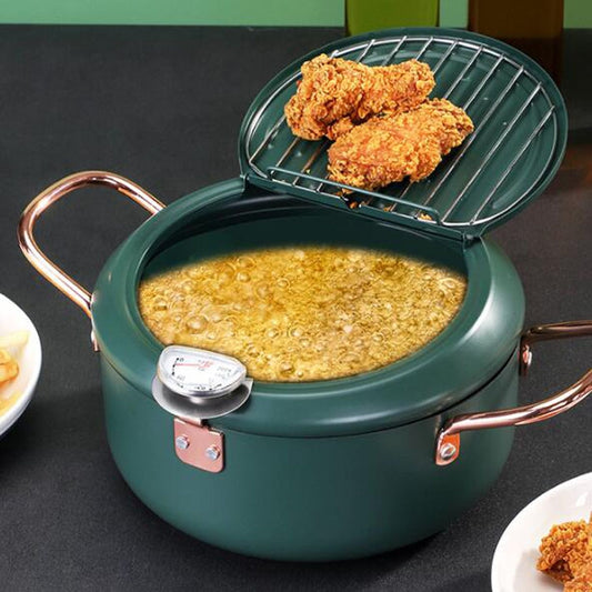 Fryer Pot Household Non-Stick Pan Temperature Control Mini Frying Pot, 24cm, 20cm