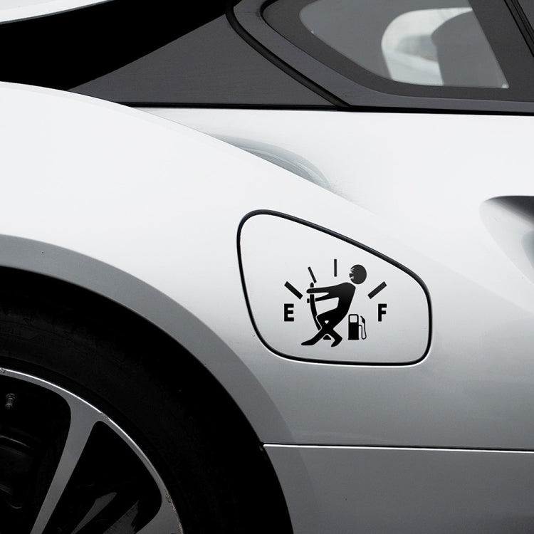 Small black E/F fuel gauge decal near car fuel door