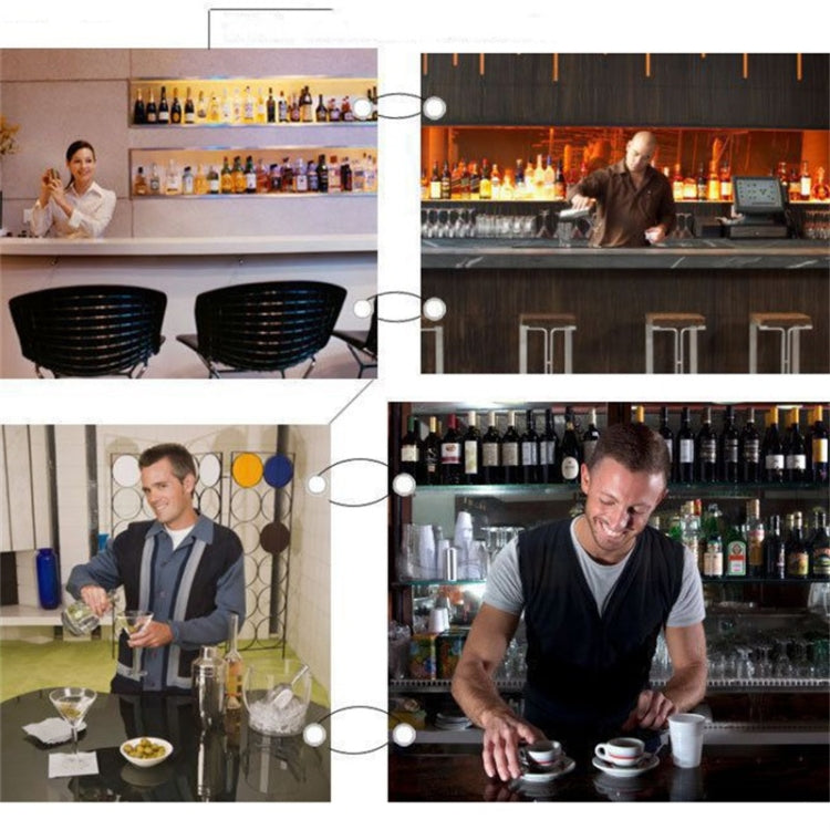 Stainless cocktail shaker set and bar tools used behind the bar
