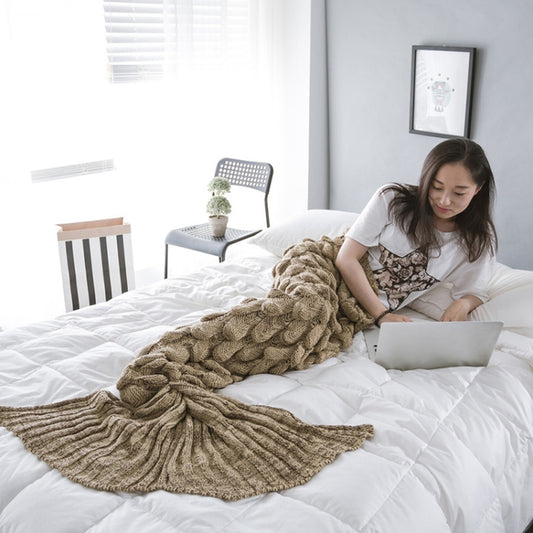 Mermaid Tail Knitted Blanket Fish Tail Blanket, 60x140cm, 195x90cm