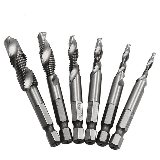 6 PCS / Set HSS Multi-Function Integrated Composite Tap Hole Tapping Chamfering, 6 PCS / Set Hole Tapping Chamfering