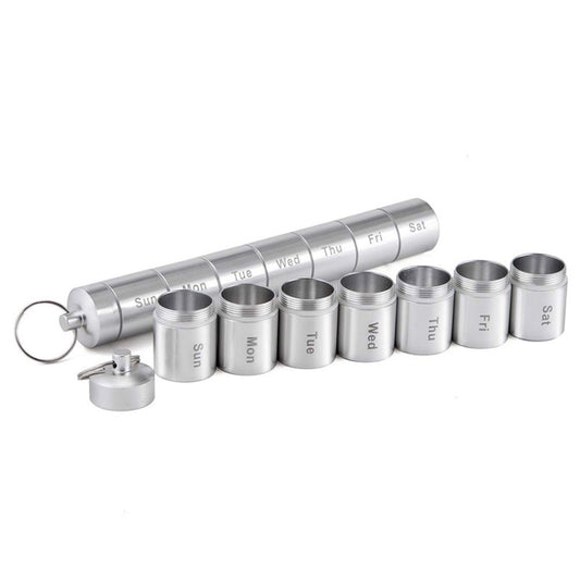 Sealed Waterproof 7 Days Split Aluminum Alloy Metal Pill Box, Pill Box