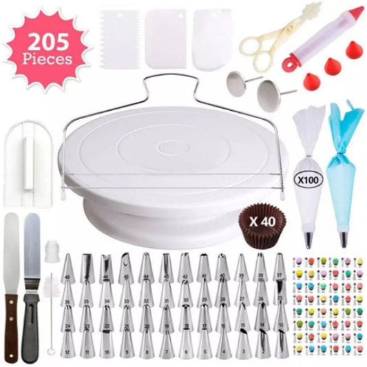 205 in 1 Cake Decorating Turntable Set Cake Decorating Mouth Baking Utensils, 205 PCS/Set