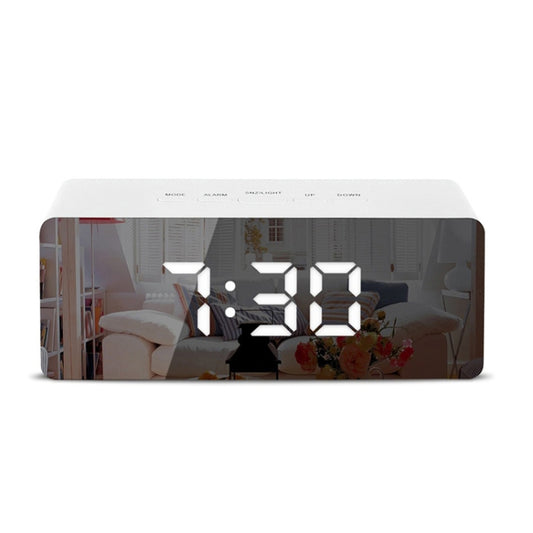 LED Mirror Alarm Clock Digital Snooze Table Clock Electronic Time Temperature Large Display with Wake Up Light, TS-S69-W, TS-S69-L