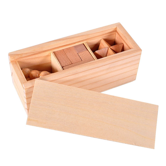 3 PCS / Set Adult Wooden Box Educational Toys Kongming Lock Luban Lock, 3 PCS / Set Box