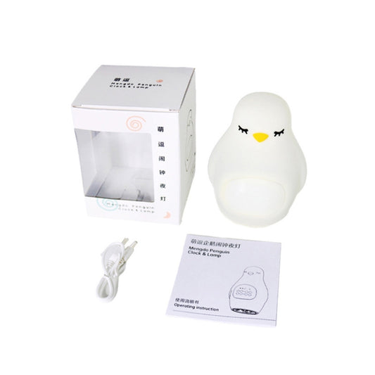 Creative Multifunctional Penguin Silicone Cute Beans Wake Children Sleeping LED Electronic Alarm Clock