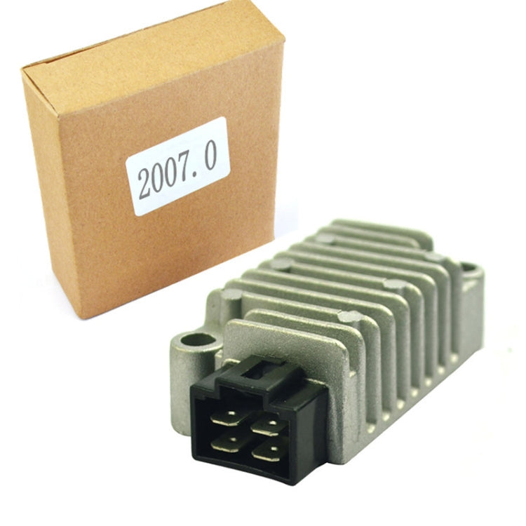 Motorcycle rectifier kit with finned unit and cardboard box labeled 2007.0