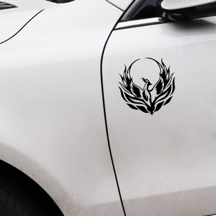 Reflective silver phoenix flame totem car decal on door panel