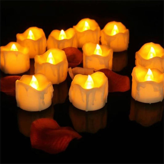 12 PCS/Box LED Candle Electronic Tea Wax Simulation Tears Electronic Candle Light Wedding Decoration Candle Light