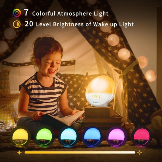 Alexa Voice-Activated Electronic Alarm Clock Sunrise Wake Up Night Light Support Smart APP Control,, EU Plug, US Plug, UK Plug