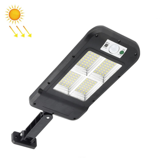 Outdoor solar wall light with motion sensor, black housing, angled LED panel
