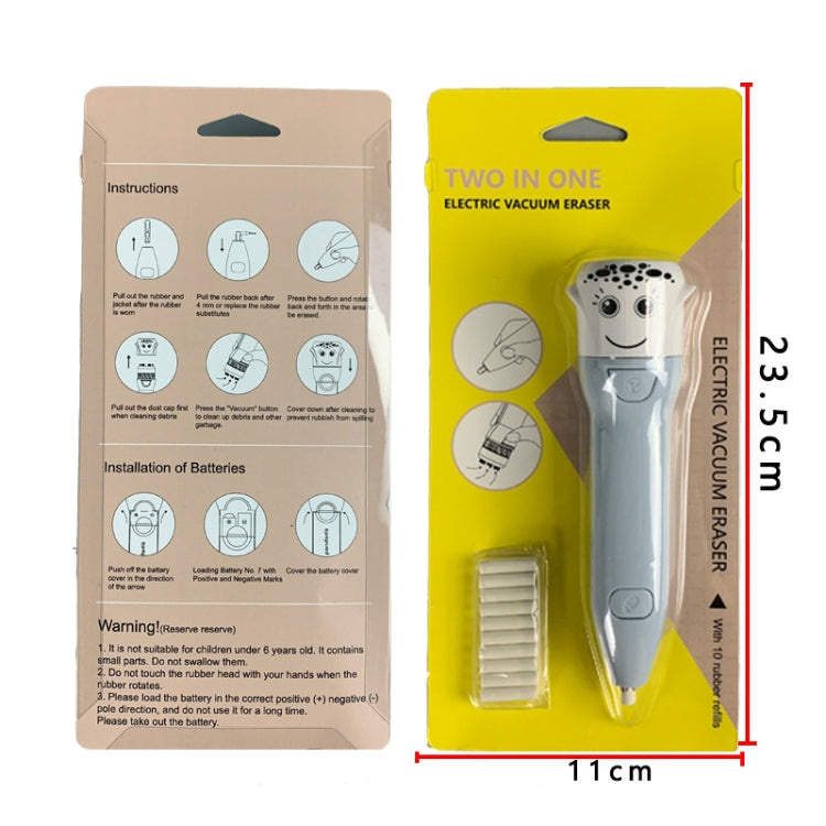 Electric vacuum eraser set in retail box, pen-style 2-in-1 device