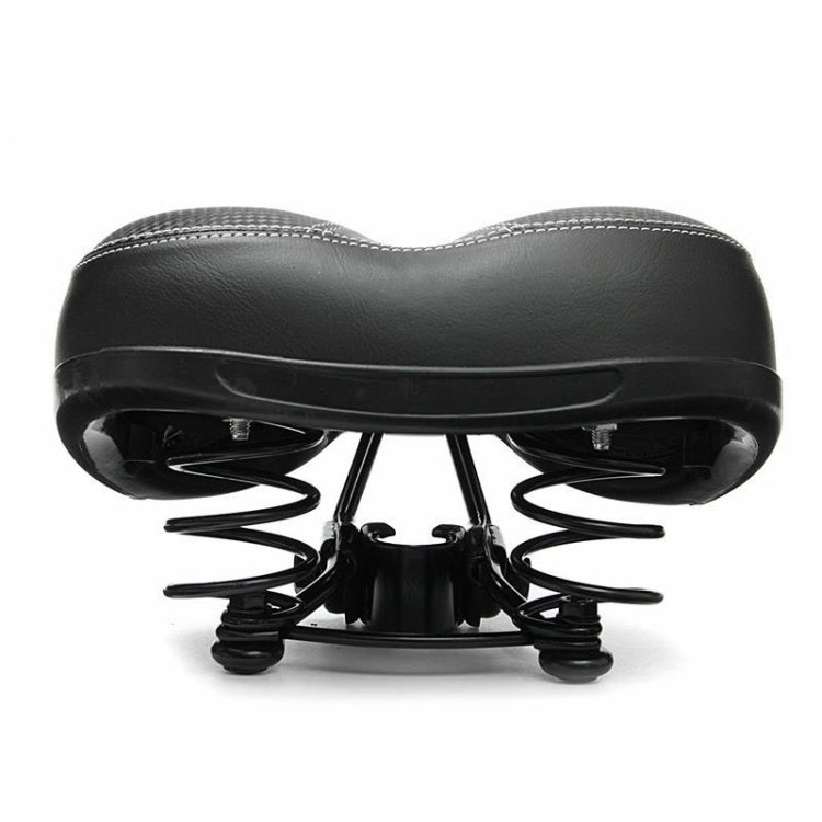 Comfort bike seat underside, black saddle cover with coil springs and mounting rails