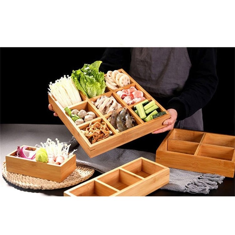 Bamboo compartment platter set with multiple grid trays and removable inserts